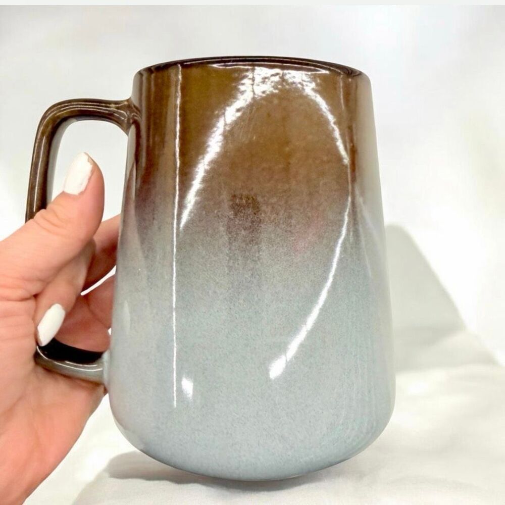 NWT Gorgeous World Market Ombré Blue And Brown Reactive Glaze Ceramic 22 oz Mug - Picture 9 of 9